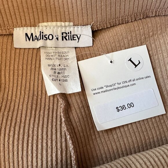 NWT Madison Riley Pull-On Ribbed Tan Fitted High Waisted Leggings Womens Large - Picture 8 of 10